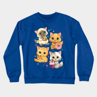 Cute Retro Kittens with Cupcakes, Cookies and More Crewneck Sweatshirt